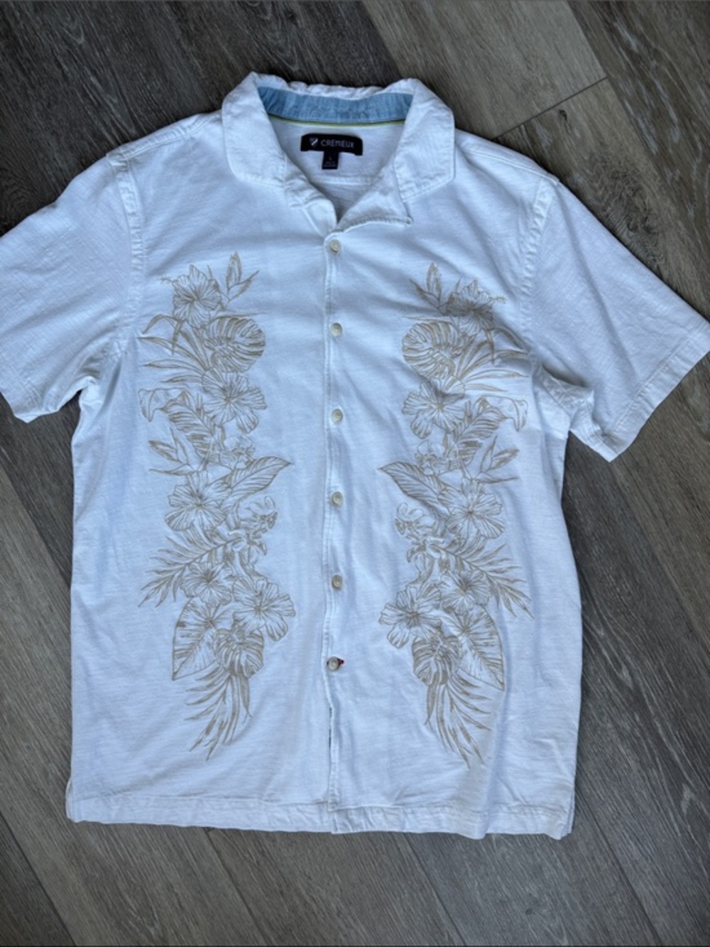 Daniel Cremieux White Short-Sleeve Embroidered Hawaiian Shirt